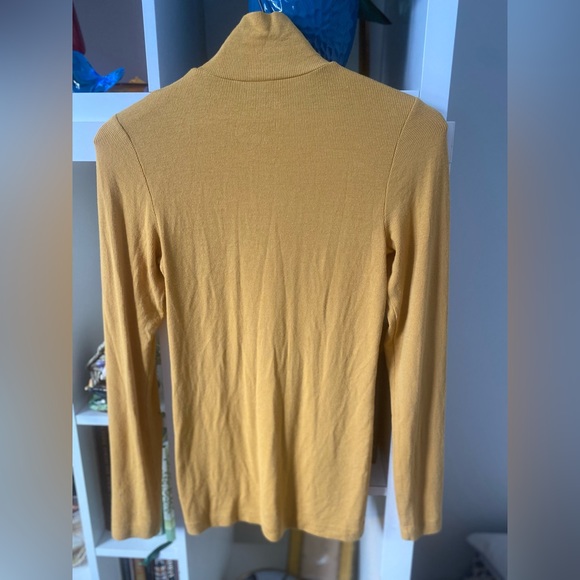 Wilfred Ultra Soft Mock-Neck Mustard Long Sleeve Shirt - Picture 2 of 4
